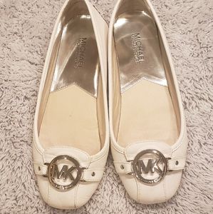 Michael Kors Flats 7.5  white pre owned worn once